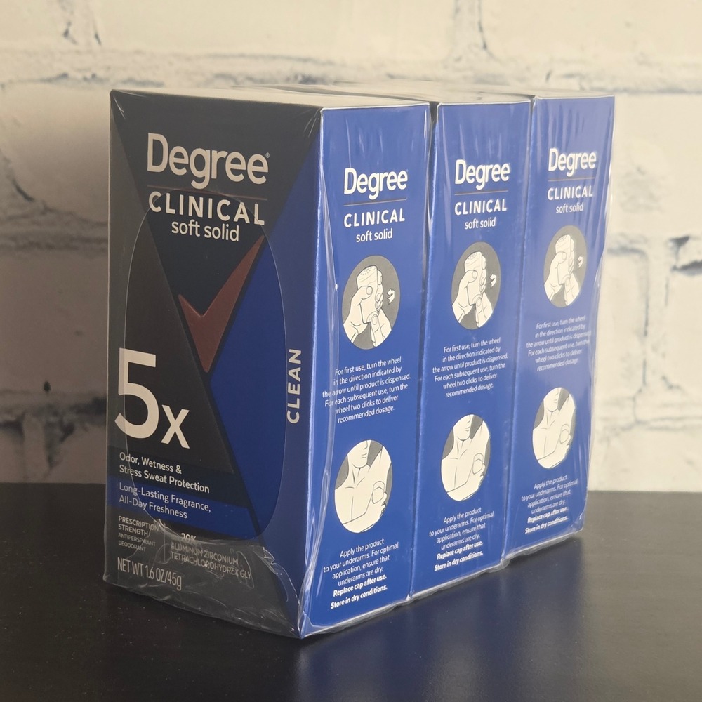 Degree Clinical Soft Solid Antiperspirant Deodorant Clean 1.6oz 3 Pack Exp 2028